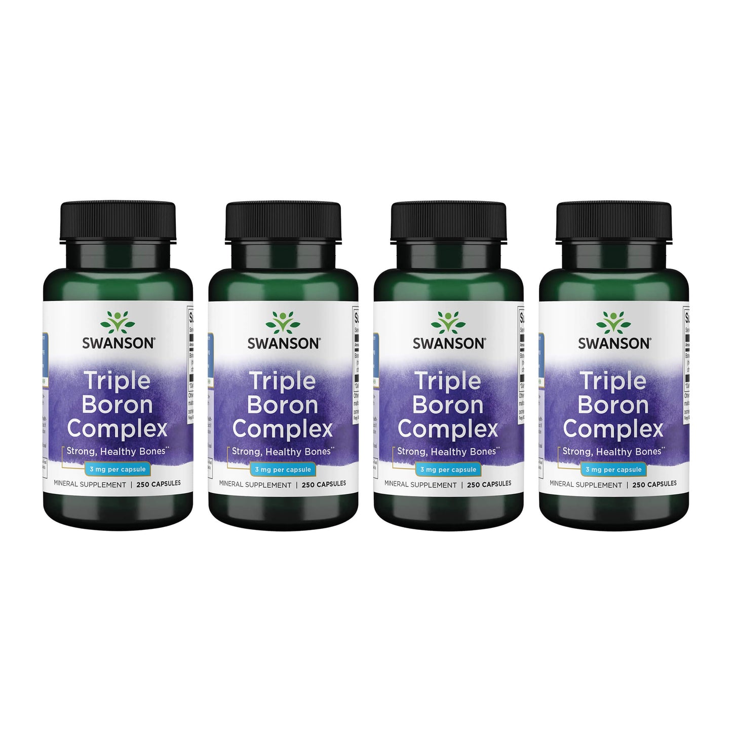 Swanson Triple Boron Complex - Natural Bone Health & Joint Support (250 Capsules) - 4 Pack