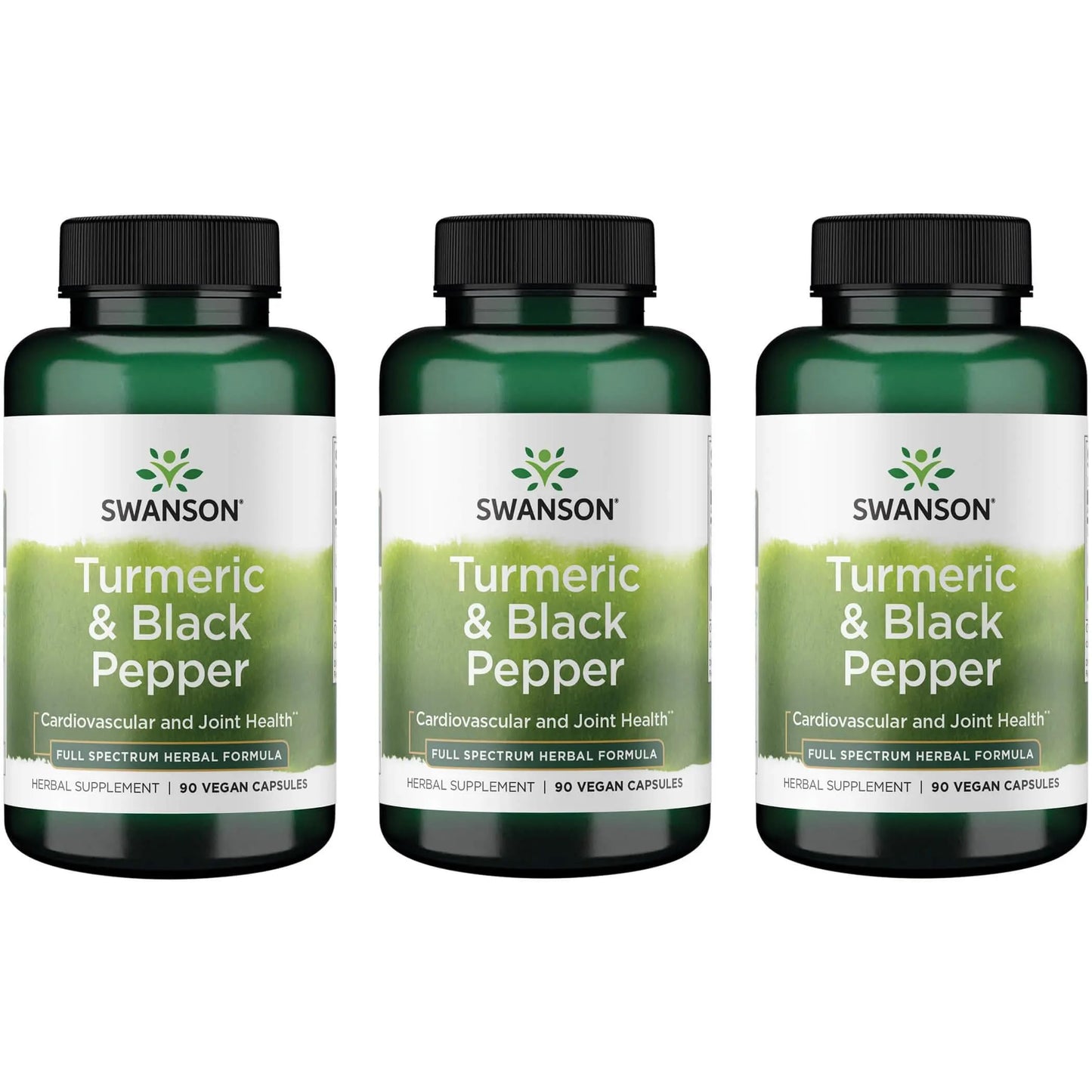 Swanson Premium Turmeric & Black Pepper - Antioxidant, Digestion & Joint Support - 90 Veg Caps (3 Pack)