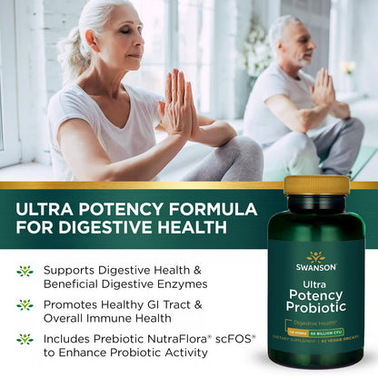 Swanson Ultra Potency Probiotic 66B CFU with 14 Strains | 60 Veggie Caps (2 Pack)