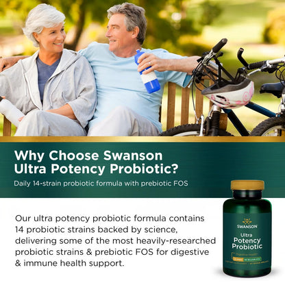 Swanson Ultra Potency Probiotic 66B CFU with 14 Strains | 60 Veggie Caps (2 Pack)