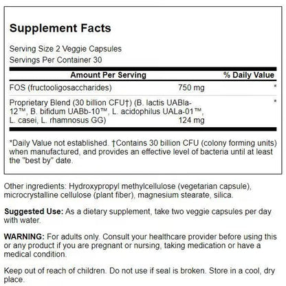 Swanson Ultra Probiotic for Seniors – 30 Billion CFU, 60 Veg Capsules