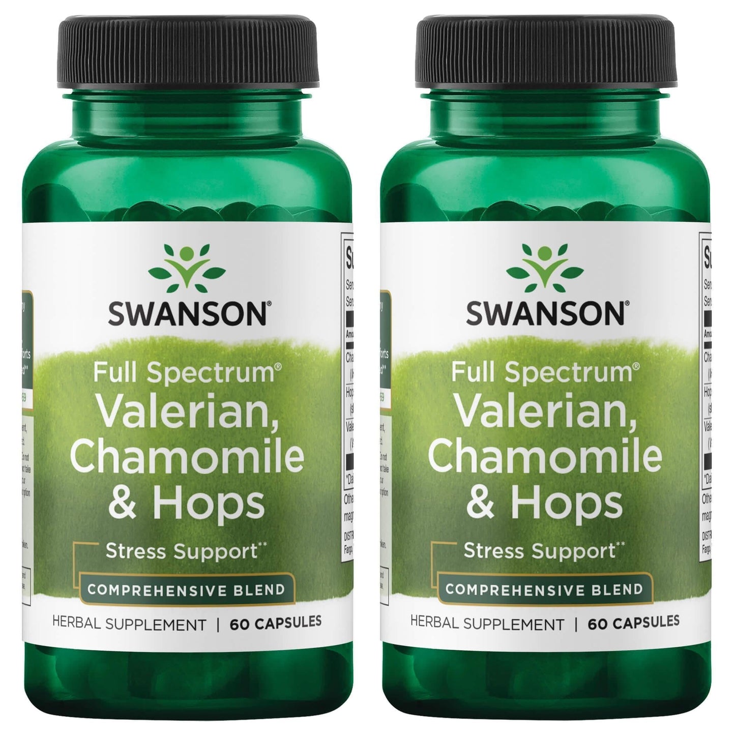 Swanson Valerian, Chamomile & Hops – Full Spectrum Relaxation Supplement (60 Capsules) 2 Pack