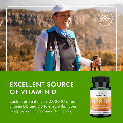 Swanson Vitamin D Complex with D2 & D3 - 50 mcg, 60 Veggie Caps