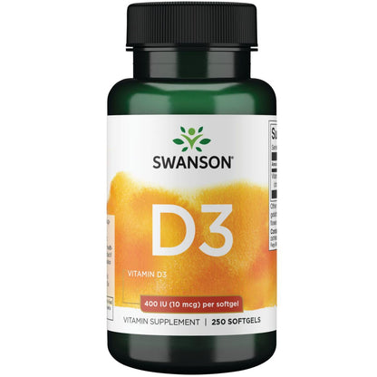 Swanson Vitamin D3 400 IU (10 mcg) 250 Caps | Bone Health & Calcium Support