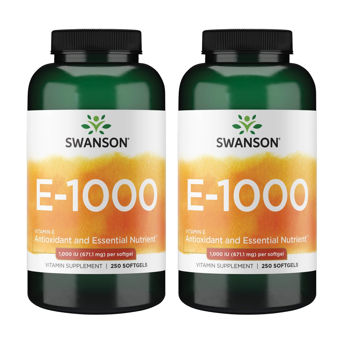Swanson Natural Vitamin E 1000 IU (671.10 mg) 250 Sgels – 2 Pack