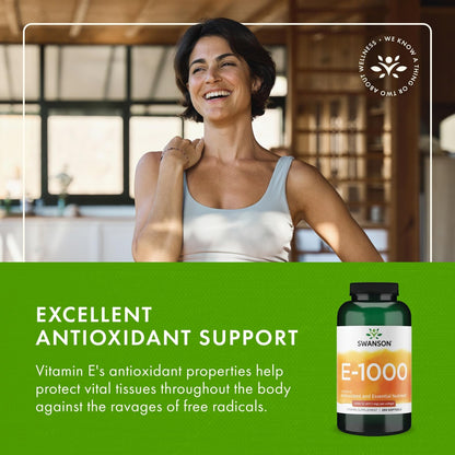 Swanson Natural Vitamin E 1000 IU (671.10 mg) 250 Sgels – 2 Pack