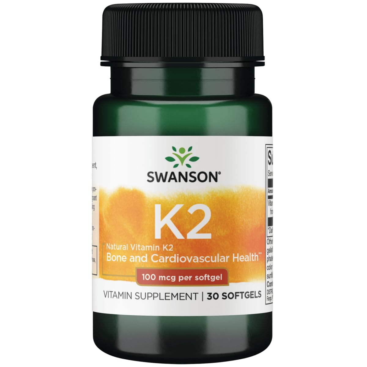 Swanson Vitamin K2 (MK-7) 100 mcg - 30 Softgels | Natto-Based Vitamin for Heart & Bone Health