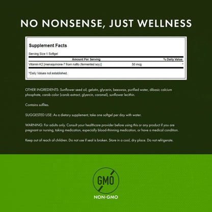 Swanson Natural Vitamin K2 (Menaquinone-7 from Natto) 50 mcg – 4 Pack, 120 Softgels