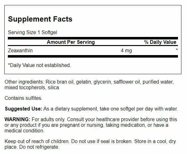 Swanson Zeaxanthin 4 mg 60 Softgels (3 Pack) - Eye Health Support