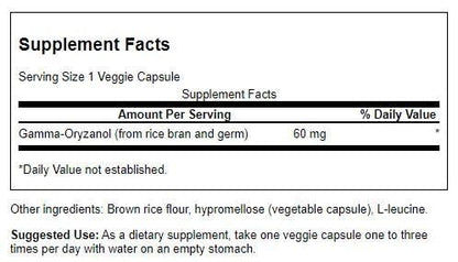 Swanson Gamma Oryzanol from Rice Bran – 60 mg, 90 Veg Capsules