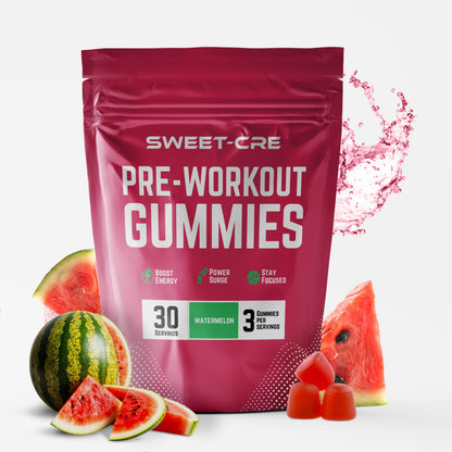 Sweet-Cre Preworkout Gummies – Watermelon, 90-Count | Energy & Endurance