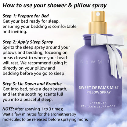 Sweet Dreams Sleep Pillow Spray - Lavender Vanilla Cedarwood Aromatherapy for Calm Sleep | Bedtime Self-Care Gift