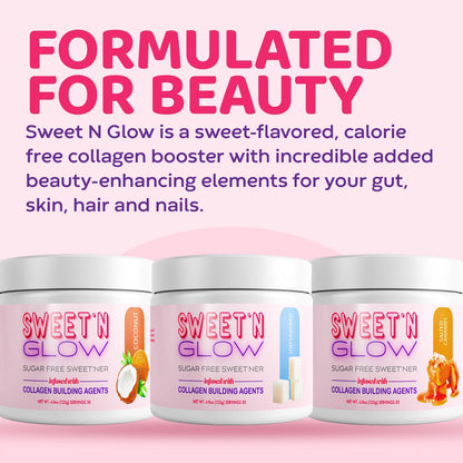 Sweet N Glow Zero Calorie Sugar Free Sweet'Ner with Collagen – 30 Servings Salted Carmel