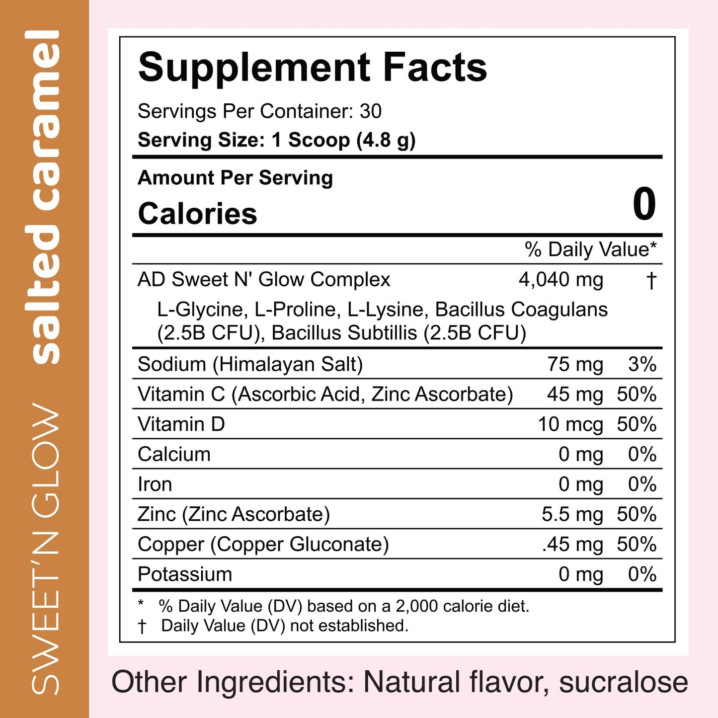 Sweet N Glow Zero Calorie Sugar Free Sweet'Ner with Collagen – 30 Servings Salted Carmel