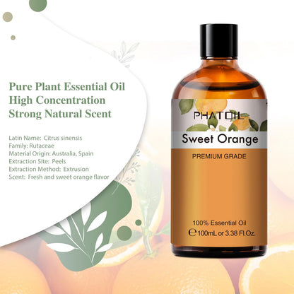 Sweet Orange Essential Oil 100ml | PHATOIL Aromatherapy for Diffuser, DIY Soap, Candle & Bath Bombs