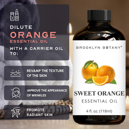 Brooklyn Botany Sweet Orange Oil - 4 oz, Pure & Natural, Premium Grade