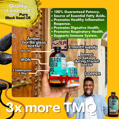 Sweet Sunnah Premium Black Seed Oil - Cold Pressed Nigellaa Travel Size 4 Fl Oz | Gluten Free, Non-GMO