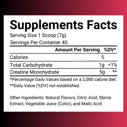 SweetCre Creatine Monohydrate – 5g Powder for Women and Men | Organic Ingredients | Fruit Punch Flavor | 10oz