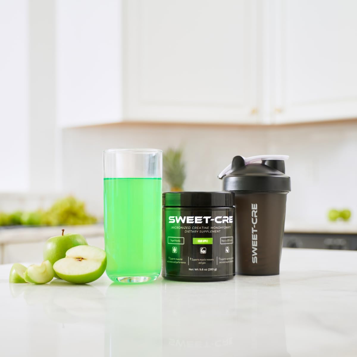 SweetCre Creatine Monohydrate - 5g Powder - Fruit Punch Flavor - 10oz (40 Servings) - GMP-Certified