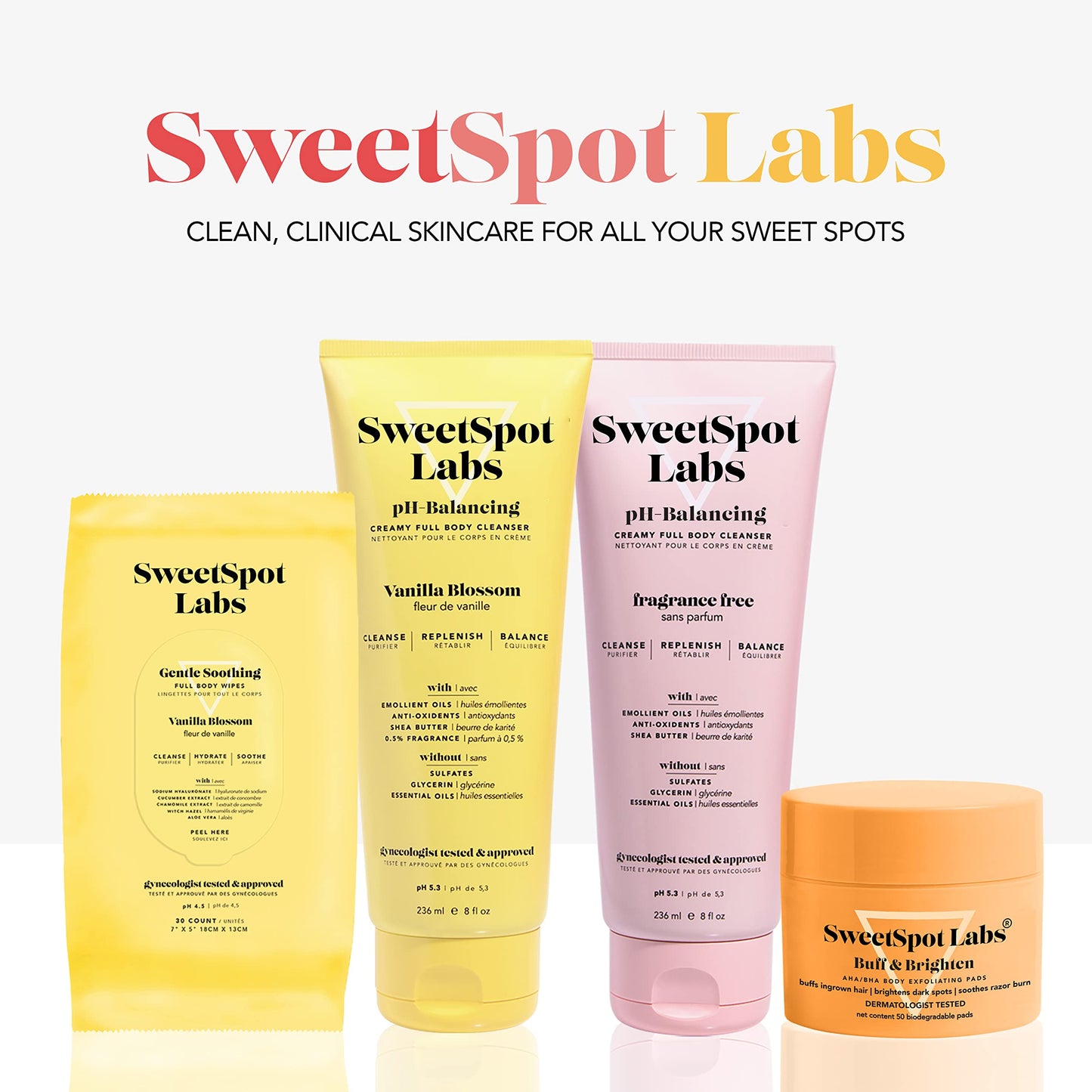 SweetSpot Labs pH Balanced Wash - Vanilla Blossom Scent, 8 oz (Pack of 3) | Sulfate Free