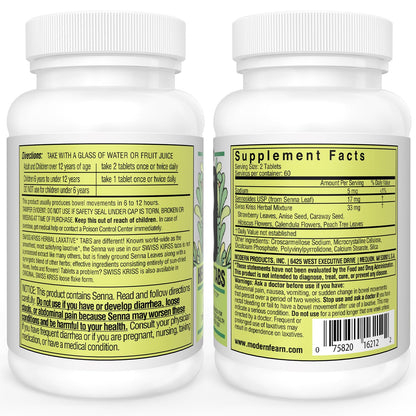 Swiss Kriss Herbal Laxative Tablets — Gentle, Natural Relief for Adults & Kids 6+