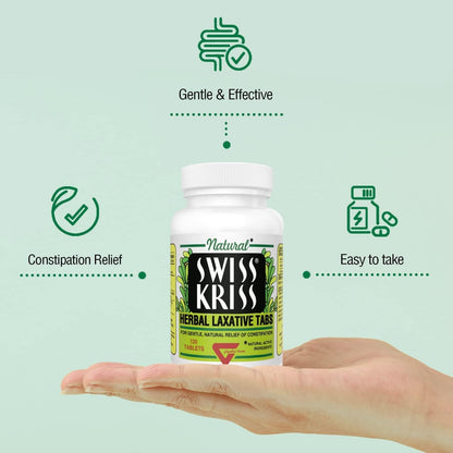 Swiss Kriss Herbal Laxative Tablets – 120 ea | Natural Cathartic Support