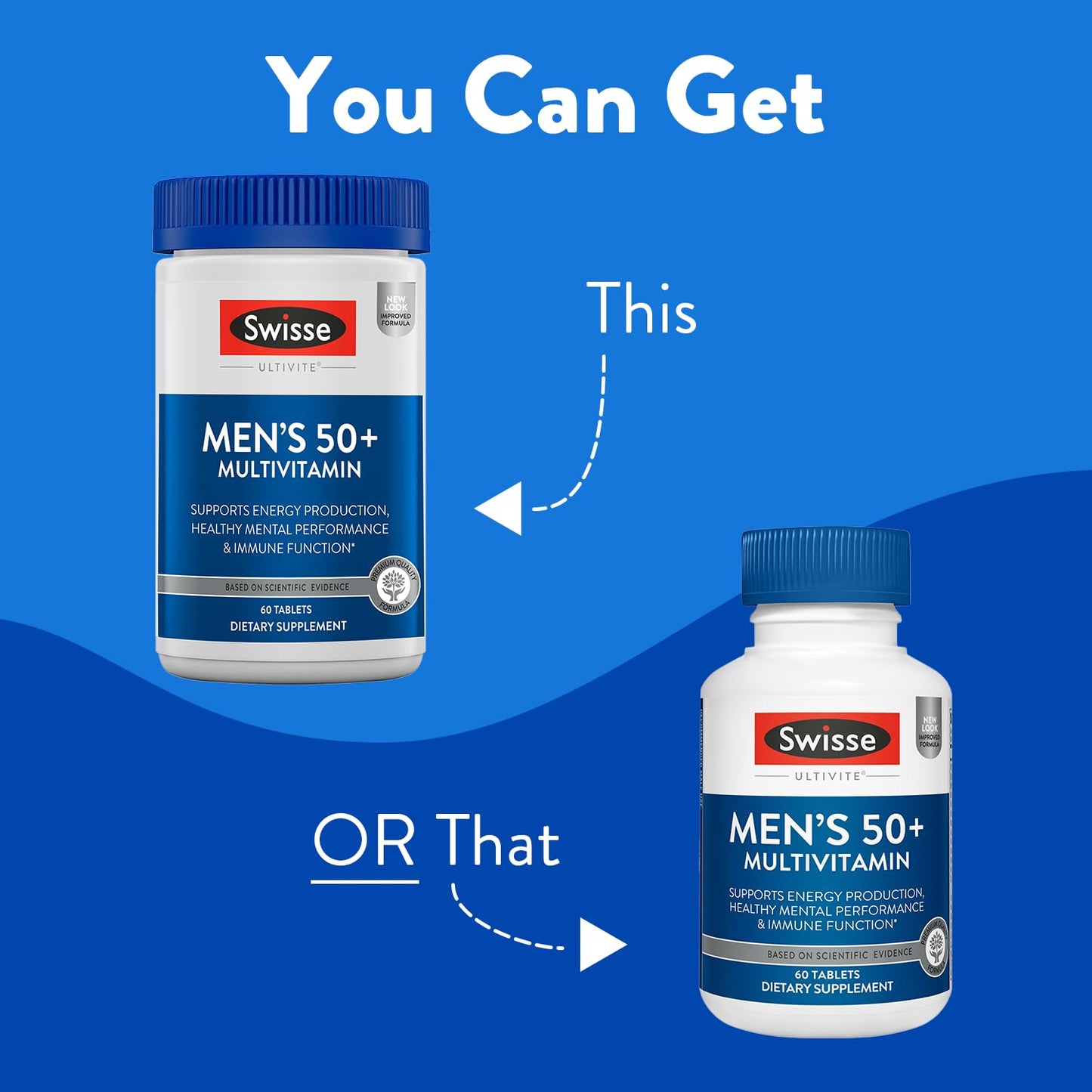 Swisse Daily Multivitamin for Men 50+ | 39 Vitamins, Antioxidants & Adaptogens | Energy & Immune Support | 60 Tablets