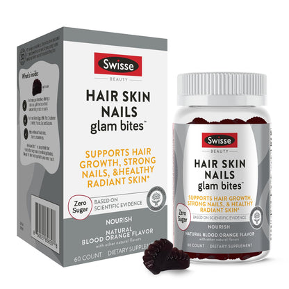 Swisse Glam Bites - Biotin, Bamboo & Blood Orange Gummies for Hair, Nails & Skin