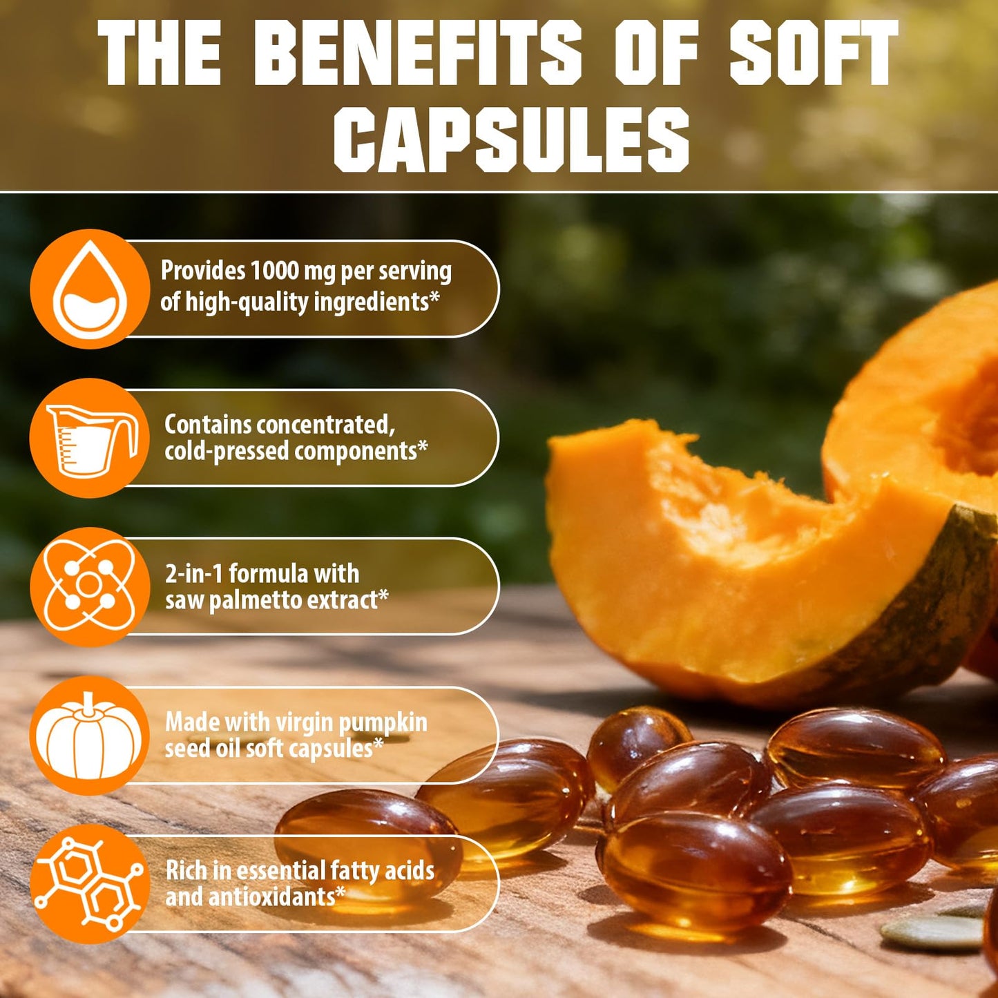 SXOSXO Pumpkin Seed Oil Capsules 1000mg with Saw Palmetto | Hair, Bladder & Prostate Support