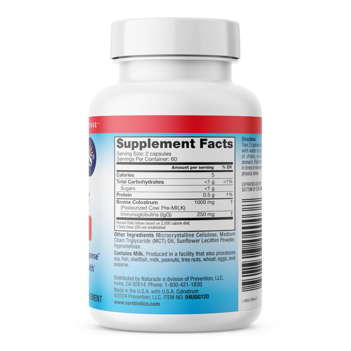 Symbiotics Colostrum 120ct Vegetarian Capsules – Immunity Support, Gluten Free