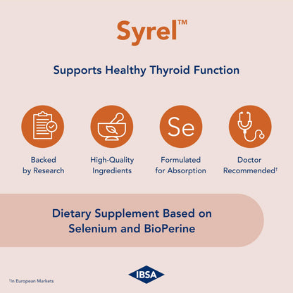 Syrel Thyroid Support Supplement – 100 mcg Selenium, 5 mg BioPerine | 30 Soft Gel Capsules