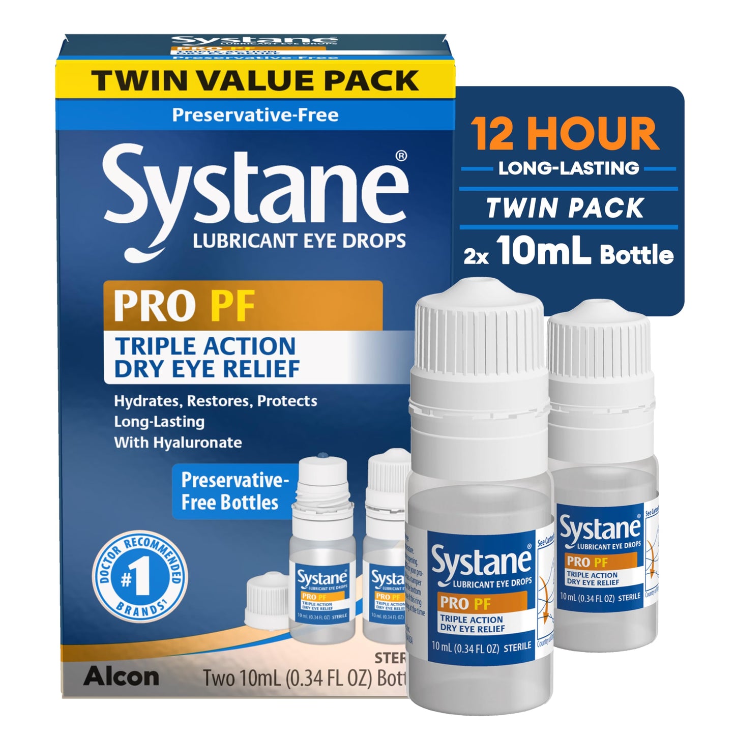 Systane PRO PF Multi-dose Preservative-Free Lubricant Eye Drops (2 Count) – Up to 12 Hours of Relief