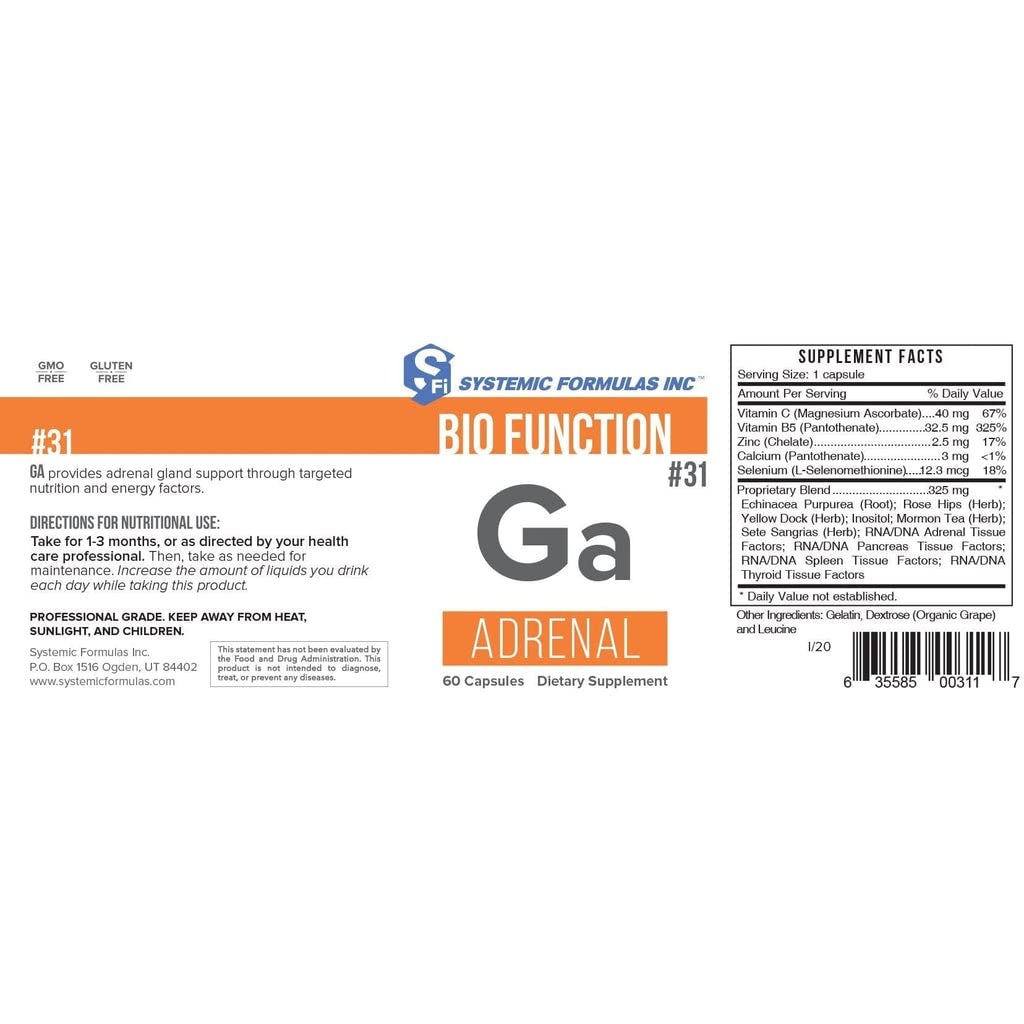 Systemic Formulas #31 Ga-Adrenal: Adrenal Support & pH Balance