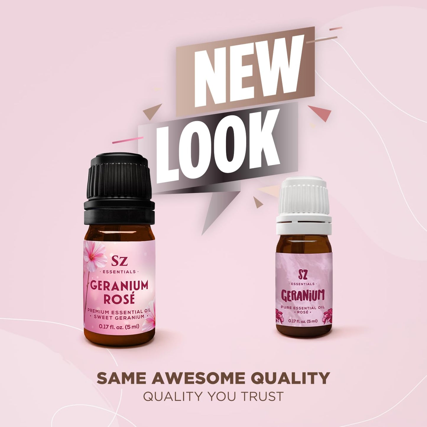 Sz Essentials – Geranium Rosé Essential Oil 5mL – 100% Pure & Natural (Pelargonium graveolens var. roseum) – Vegan & Therapeutic Grade
