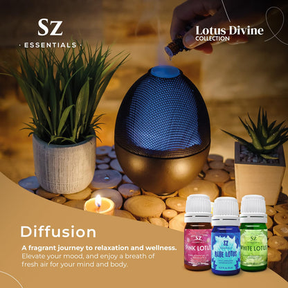 Sz Essentials Lotus Divine Essential Oils – Blue, Pink & White Lotus (3x5ml) – 100% Pure