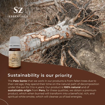Sz Essentials Palo Santo Essential Oil – 100% Pure & Ethically Sourced (Peru, 5 mL)