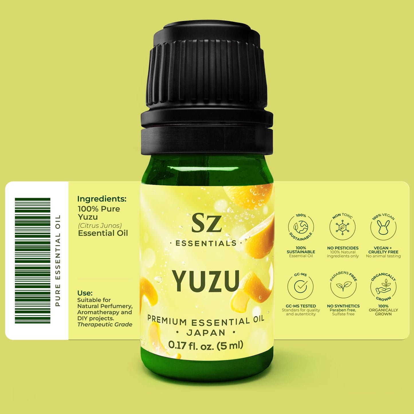 Sz Essentials Yuzu Essential Oil – 100% Pure & Natural, Japan, 5ml