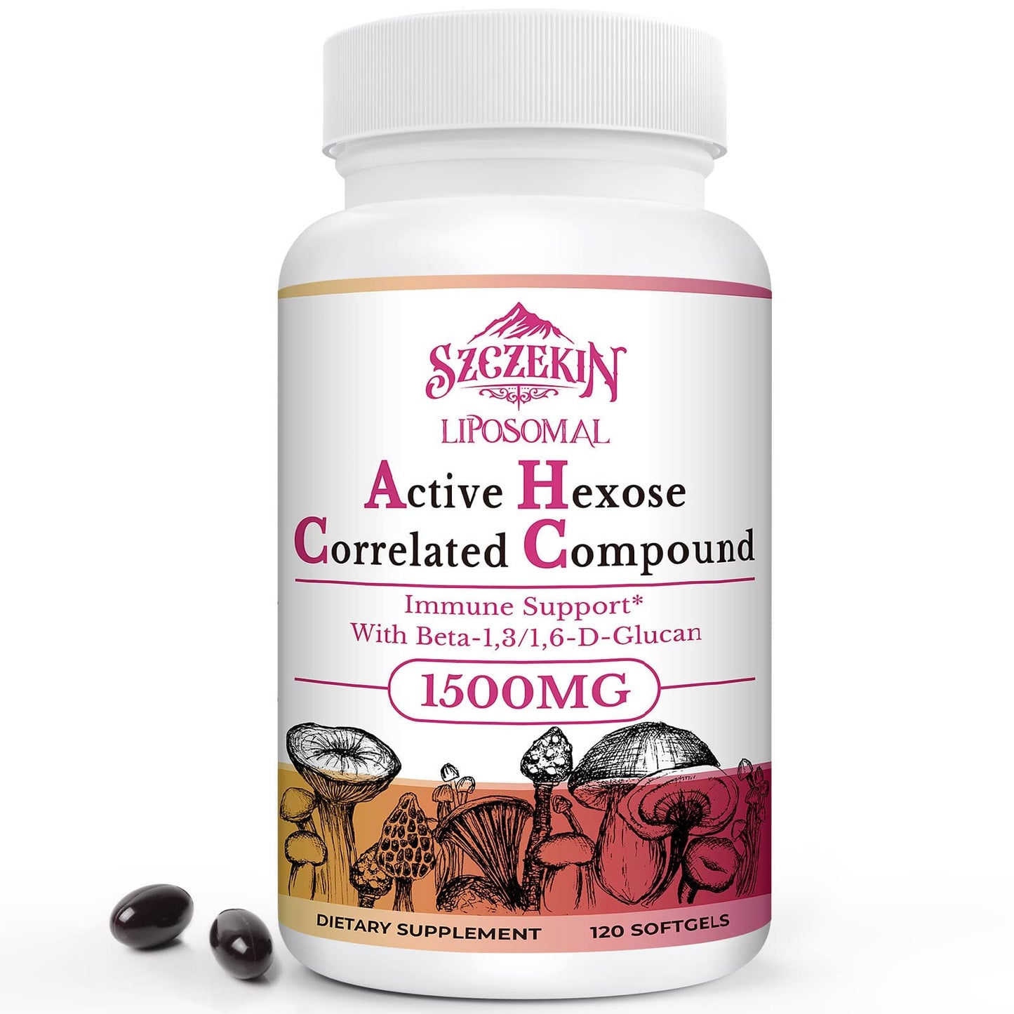 SZCZEKIN 1500mg Liposomal AHCC Supplement – 120 Soft Gels, Immune & Liver Support, 8-Mushroom Blend