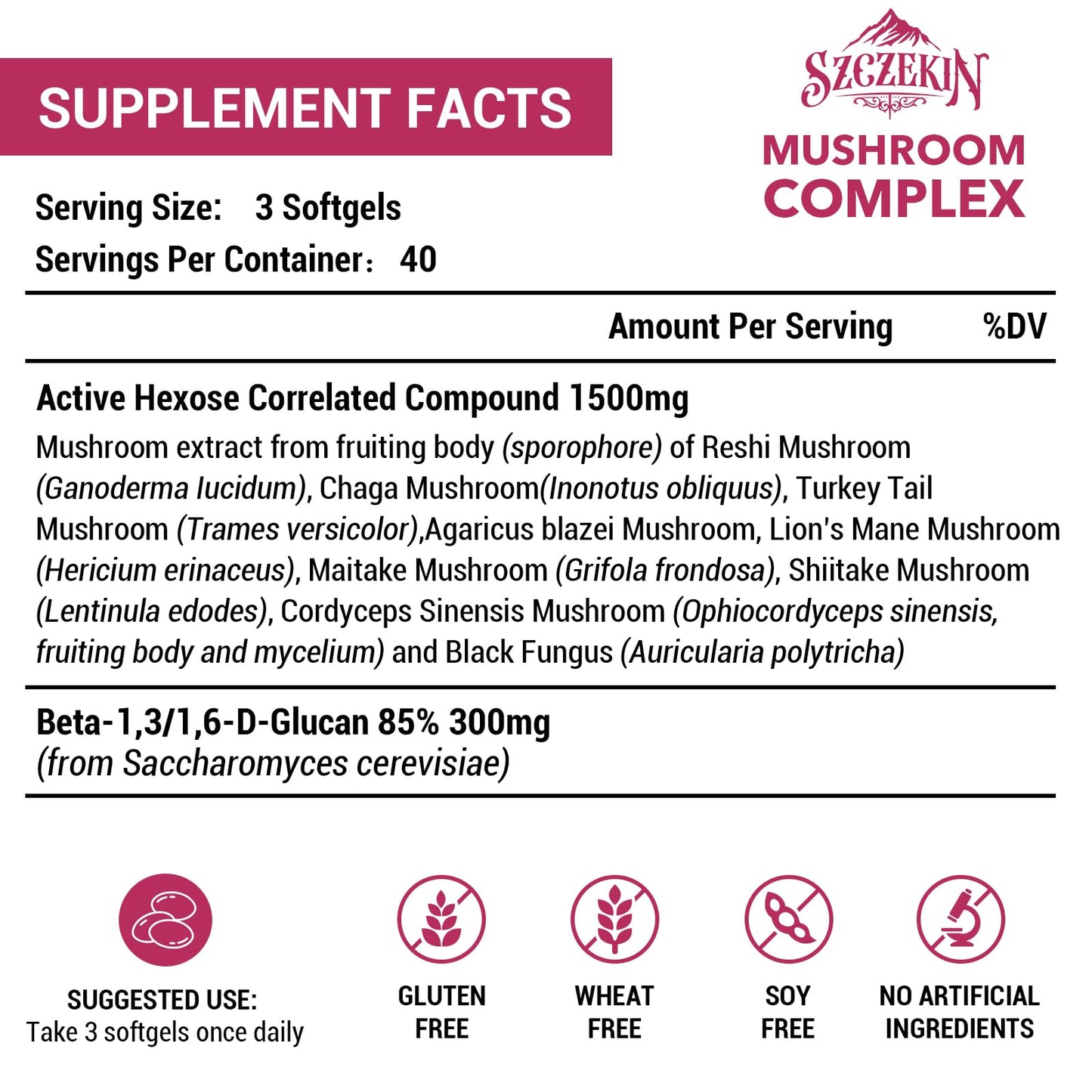 SZCZEKIN 1500mg Liposomal AHCC Supplement – 120 Soft Gels, Immune & Liver Support, 8-Mushroom Blend
