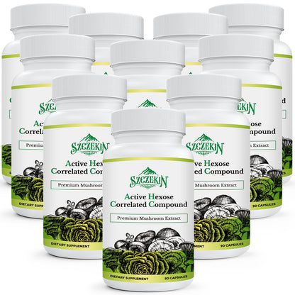 SZCZEKIN Active Hexose Correlated Compound 1500 mg - 8 Mushroom Extract Immune Support, 90 Vegan Capsules