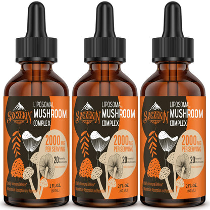 SZCZEKIN Liposomal Mushroom Drops 2000 MG – 20 Organic Extracts for Immunity, Cognition & Memory | 90 Servings