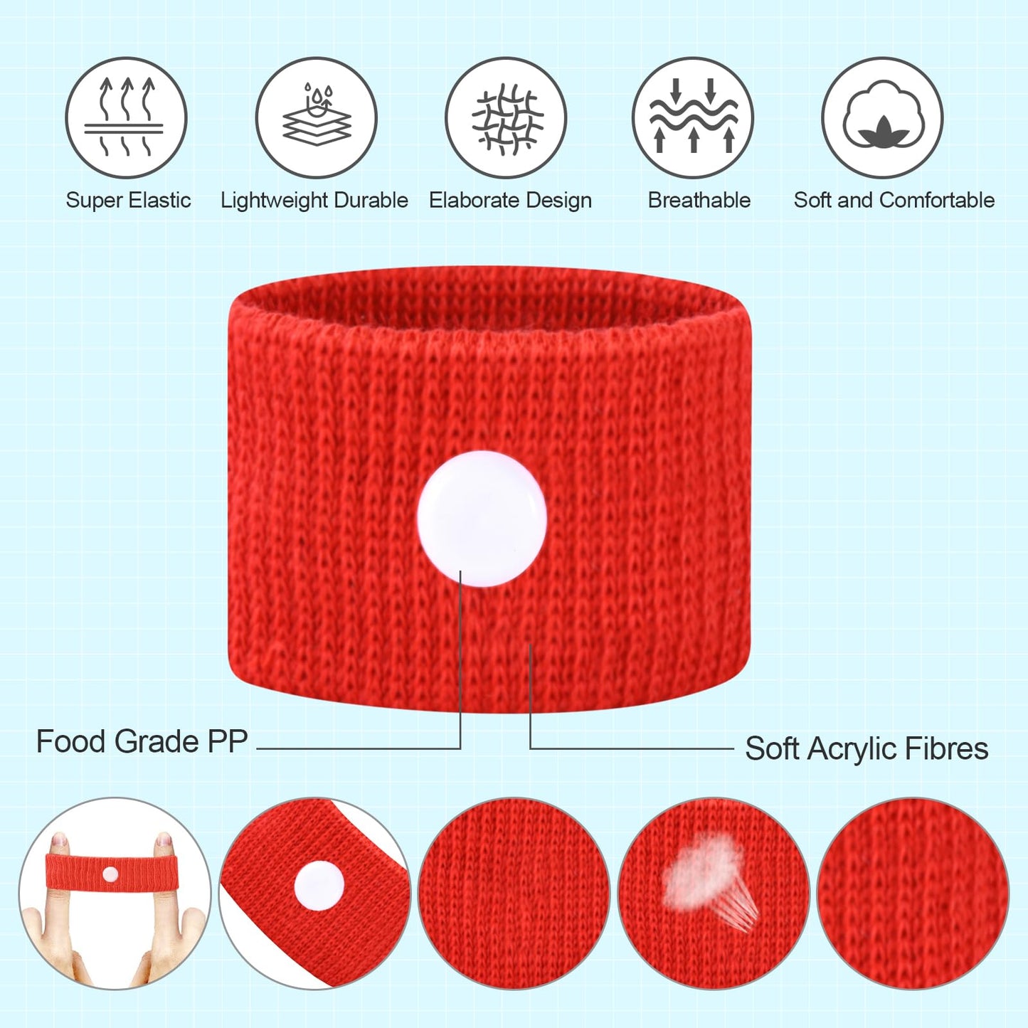 SZSTYYP Motion Sickness Bands for Kids – Travel Sickness Relief Wristbands (Blue/Red)