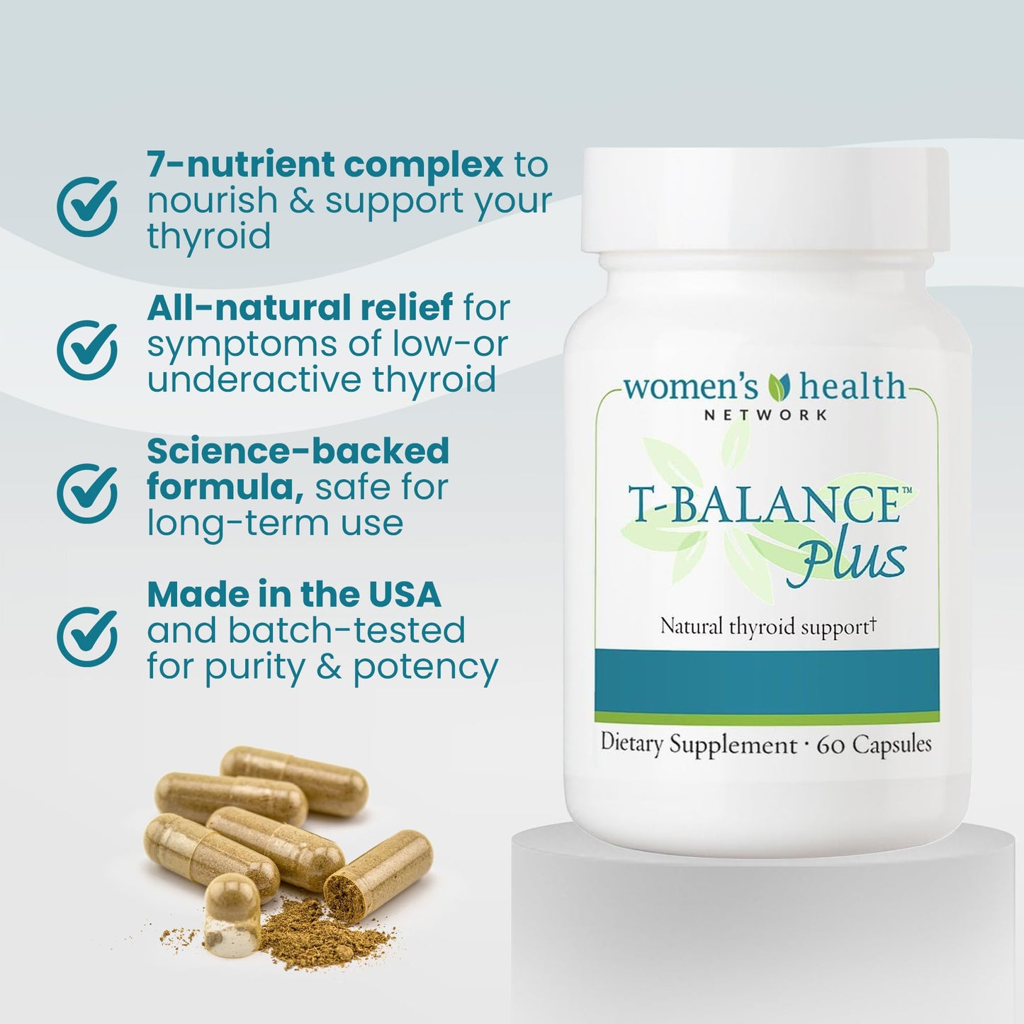 T-Balance Plus: Natural Thyroid Support for Women & Men – Iodine, Selenium & 5 Herbs (60 Capsules)