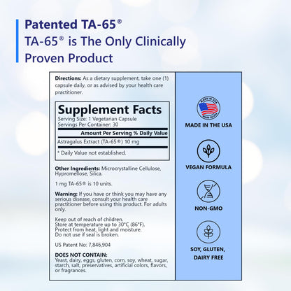 TA-65 Telomerase Activation Supplement – 100 Units, 30 Capsules | T.A. Sciences