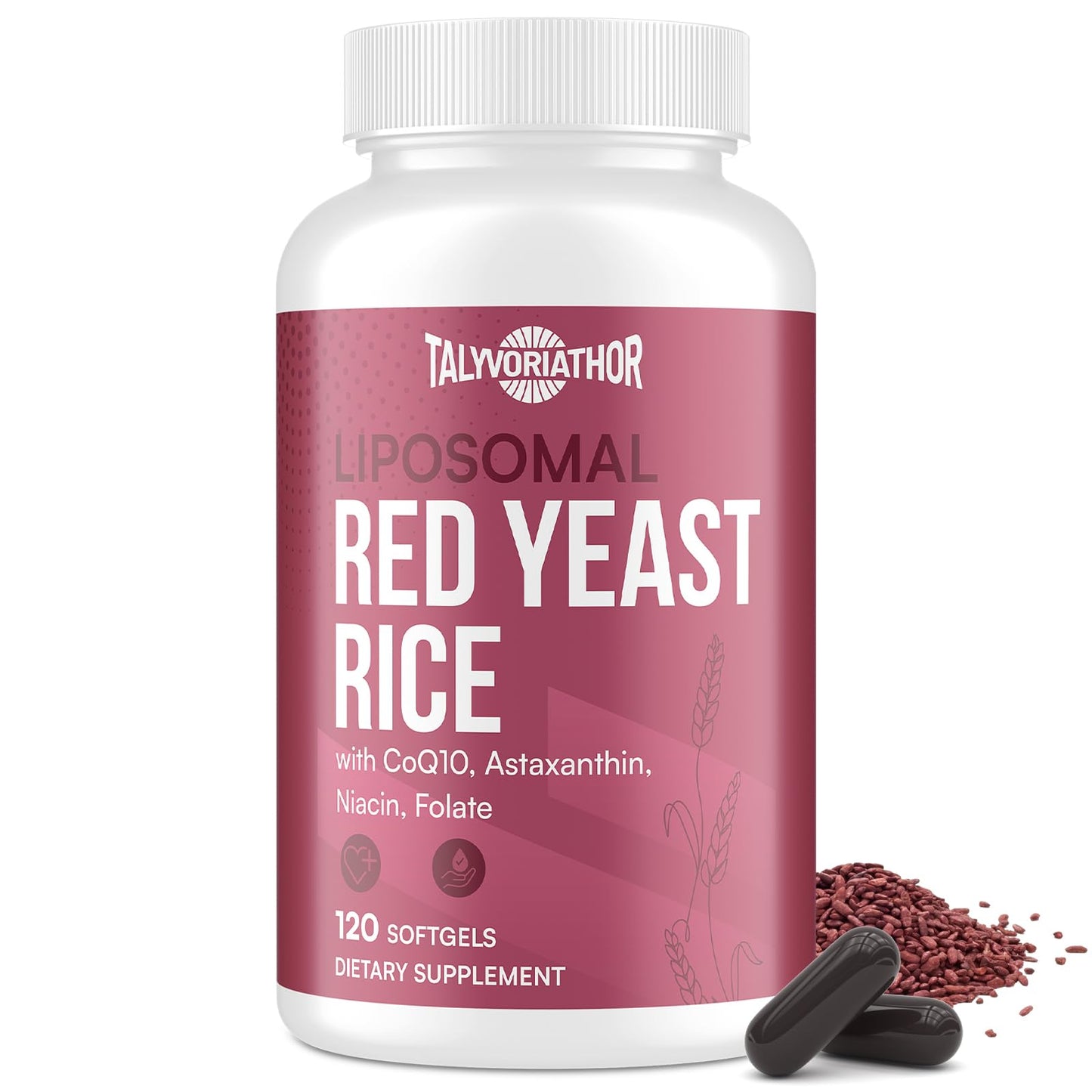 Talyvoriathor Liposomal Red Yeast Rice 1200mg – CoQ10 & Astaxanthin | Extra Strength Cholesterol & Cardiovascular Support