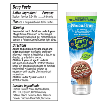 Tanner's Tasty Paste Cha Cha Chocolate Anti-Cavity Fluoride Toothpaste 4.2 oz - Kid-Friendly Chocolate Toothpaste