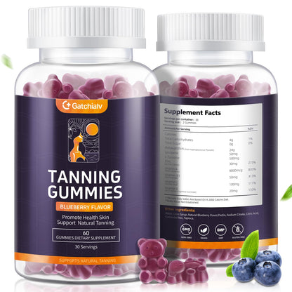 Tanning Gummies – Self-Tan Bronzing (Vegan, 60 Count) with Astaxanthin