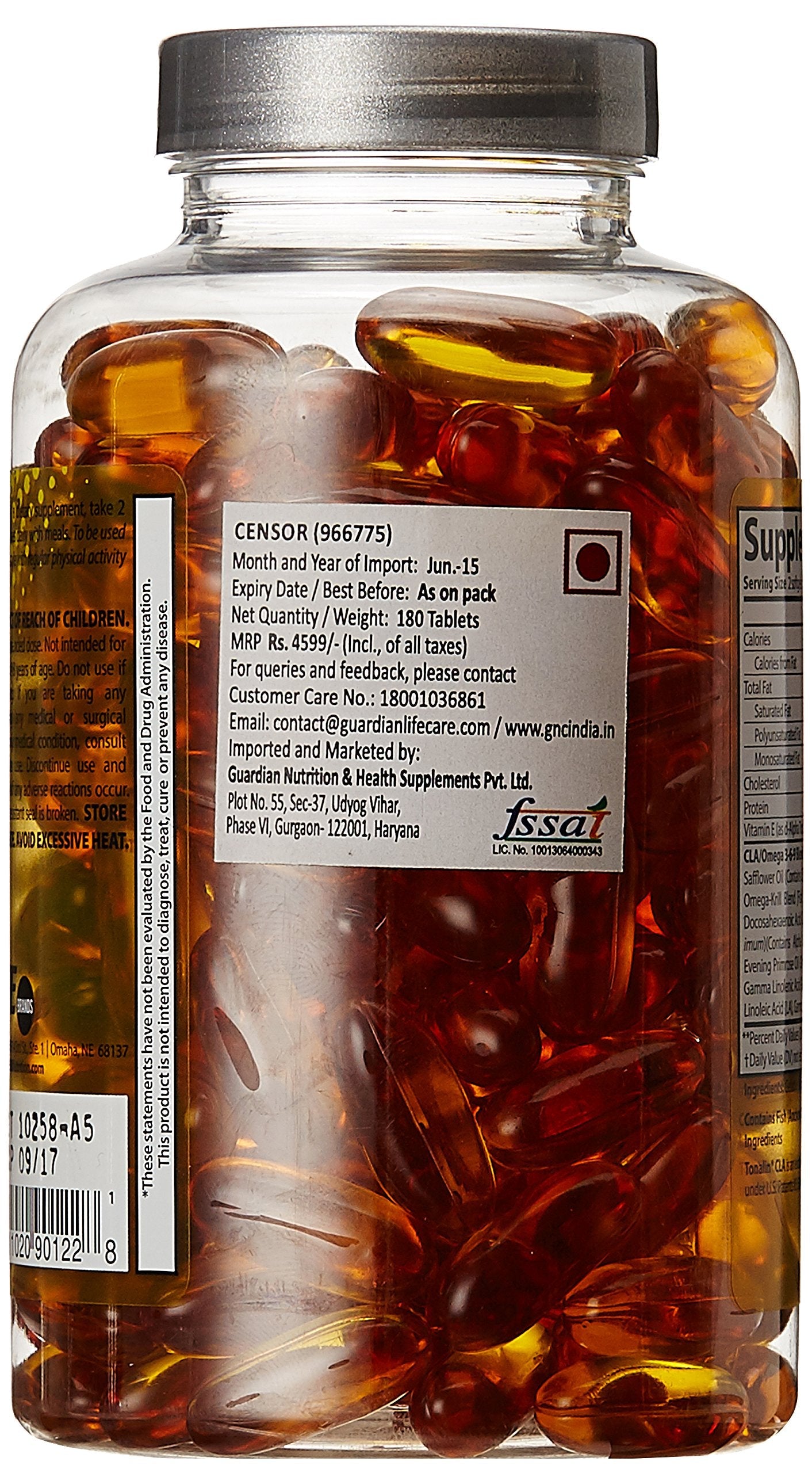 Censor - Fat Loss & Body Toning Supplement with CLA, Omega 3-6-9, 180 Softgels