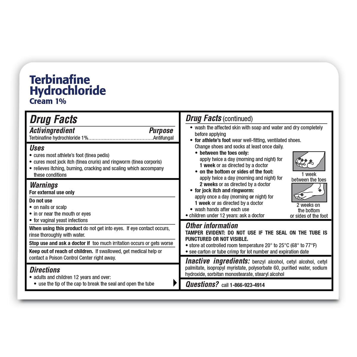 TARO Terbinafine 1% Cream – Fast Athlete’s Foot Relief, 5-Pack