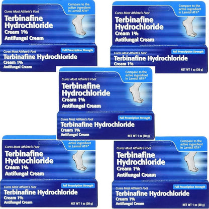 TARO Terbinafine 1% Cream – Fast Athlete’s Foot Relief, 5-Pack